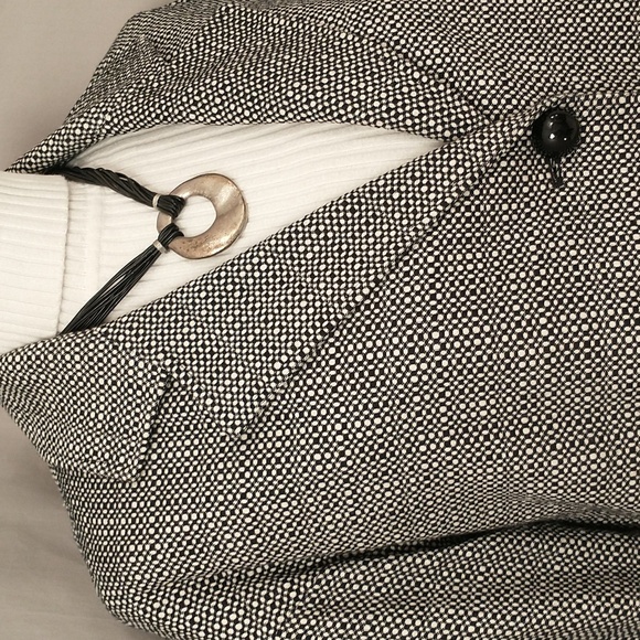 English Light Car Coat Charles Gray London Black & White Weave Cotton Classic S - Picture 2 of 8